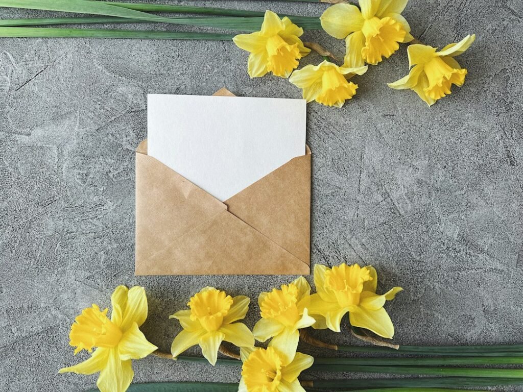 Spring greeting postcard representing best wishes and new beginnings