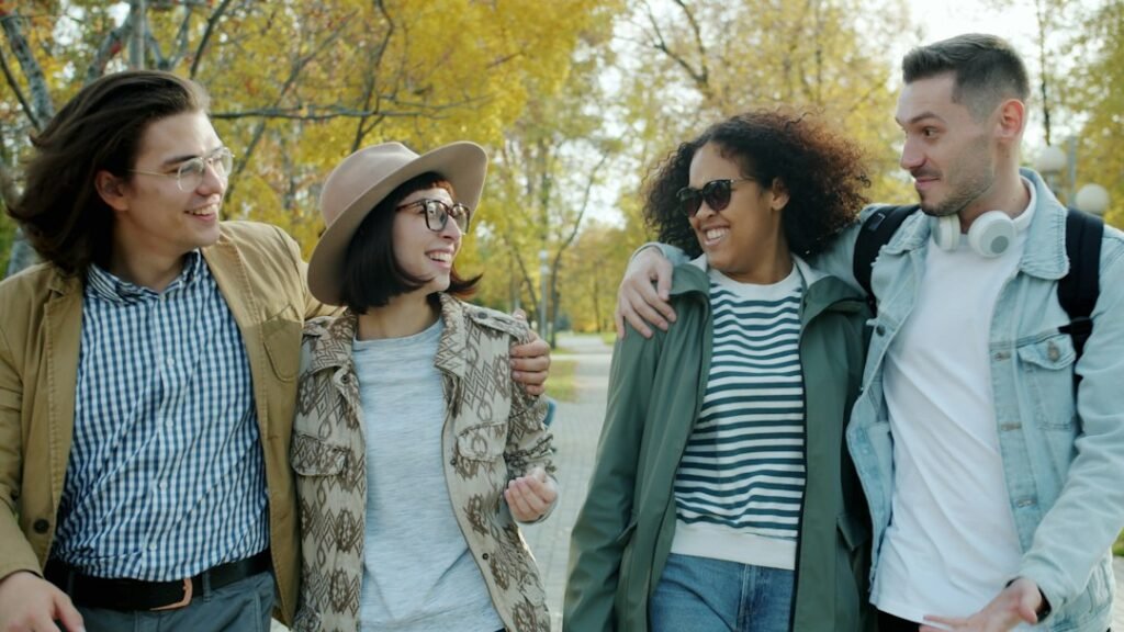 Friends celebrating together outdoors
